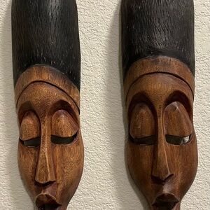 Haunted Awa Twins Wooden Authentic Handcrafted Wooden Masks